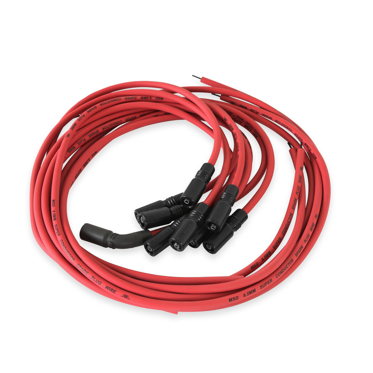 MSD 32129 Super Conductor Spark Plug Wire Set, Red, Straight Boots