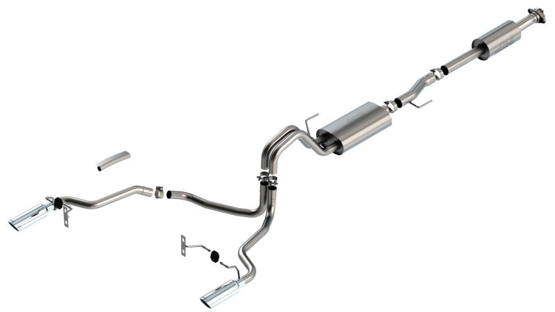 Borla 3" into dual 2.25" Cat-Back System | Ford F-150 (21) 5.0L | Split Rear Exit Bright Chrome Tips Touring