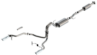 Borla 3" into dual 2.25" Cat-Back System | Ford F-150 (21) 5.0L | Split Rear Exit Bright Chrome Tips Touring