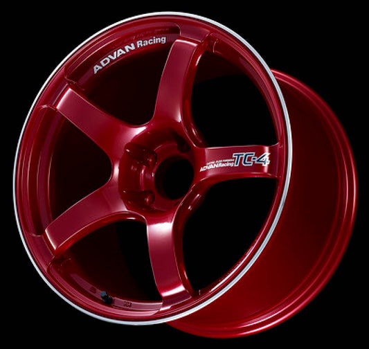 Advan TC4 16x7.0 +42 4-100 Racing Candy Red & Ring Wheel-WheelFlip
