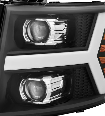 AlphaRex 07-13 Chevrolet Silverado PRO-Series Halogen Projector Headlights Black
