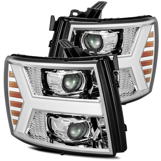 AlphaRex 07-13 Chevrolet Silverado PRO-Series Halogen Projector Headlights Chrome