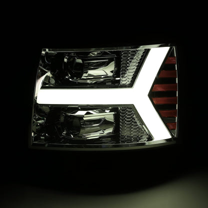 AlphaRex 07-13 Chevrolet Silverado PRO-Series Halogen Projector Headlights Chrome