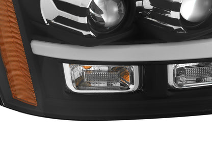 AlphaRex 07-14 Chevrolet Tahoe/Suburban/07-13 Avalanche MK II PRO-Series Halogen Projector Headlights Black