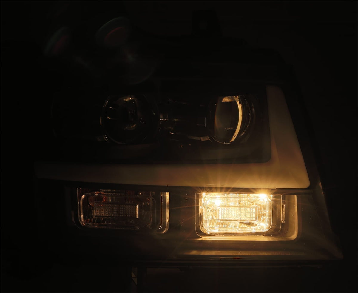 AlphaRex 07-14 Chevrolet Tahoe PRO-Series Proj Headlights Chrome w/Activ Light/Seq Signal/DRL