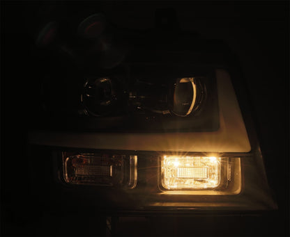 AlphaRex 07-14 Chevrolet Tahoe PRO-Series Proj Headlights Chrome w/Activ Light/Seq Signal/DRL