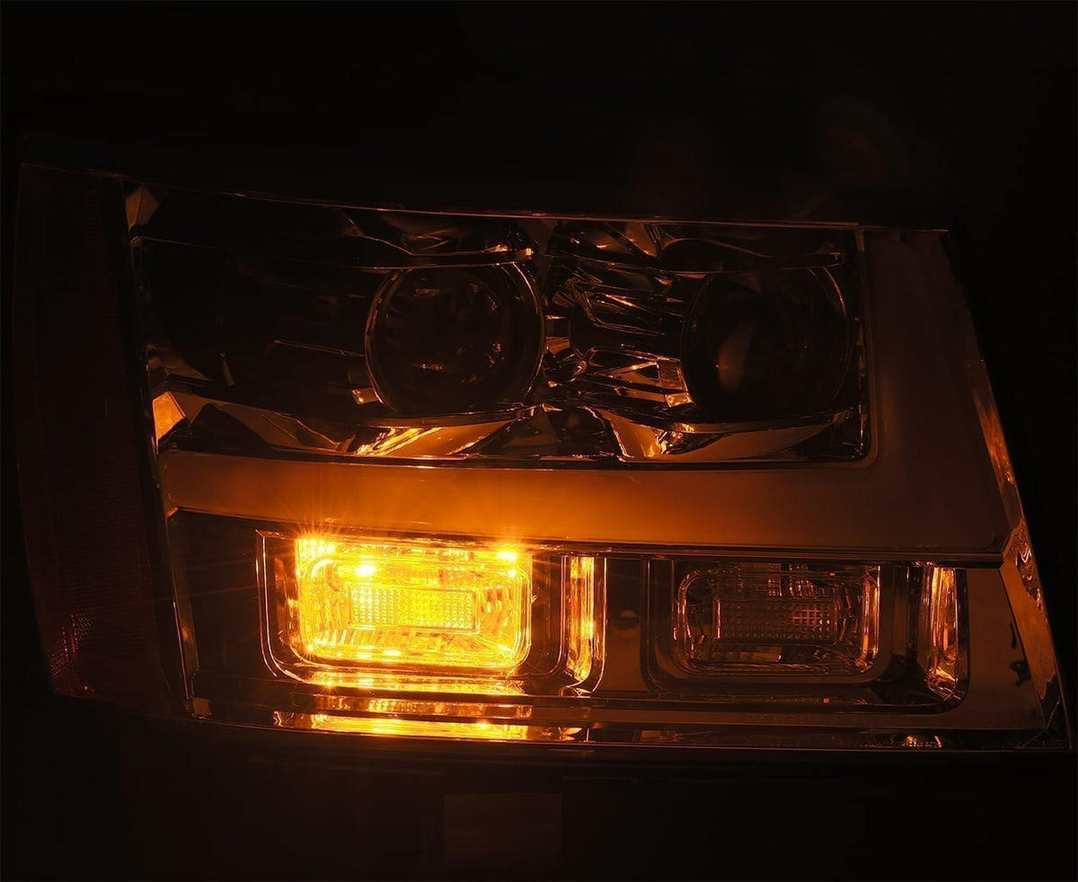 AlphaRex 07-14 Chevrolet Tahoe PRO-Series Proj Headlights Chrome w/Activ Light/Seq Signal/DRL