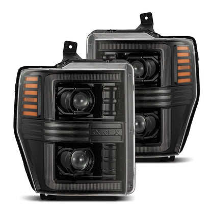 AlphaRex 08-10 Ford Super Duty/Excursion PRO-Series Halogen Projector Headlights Alpha-Black
