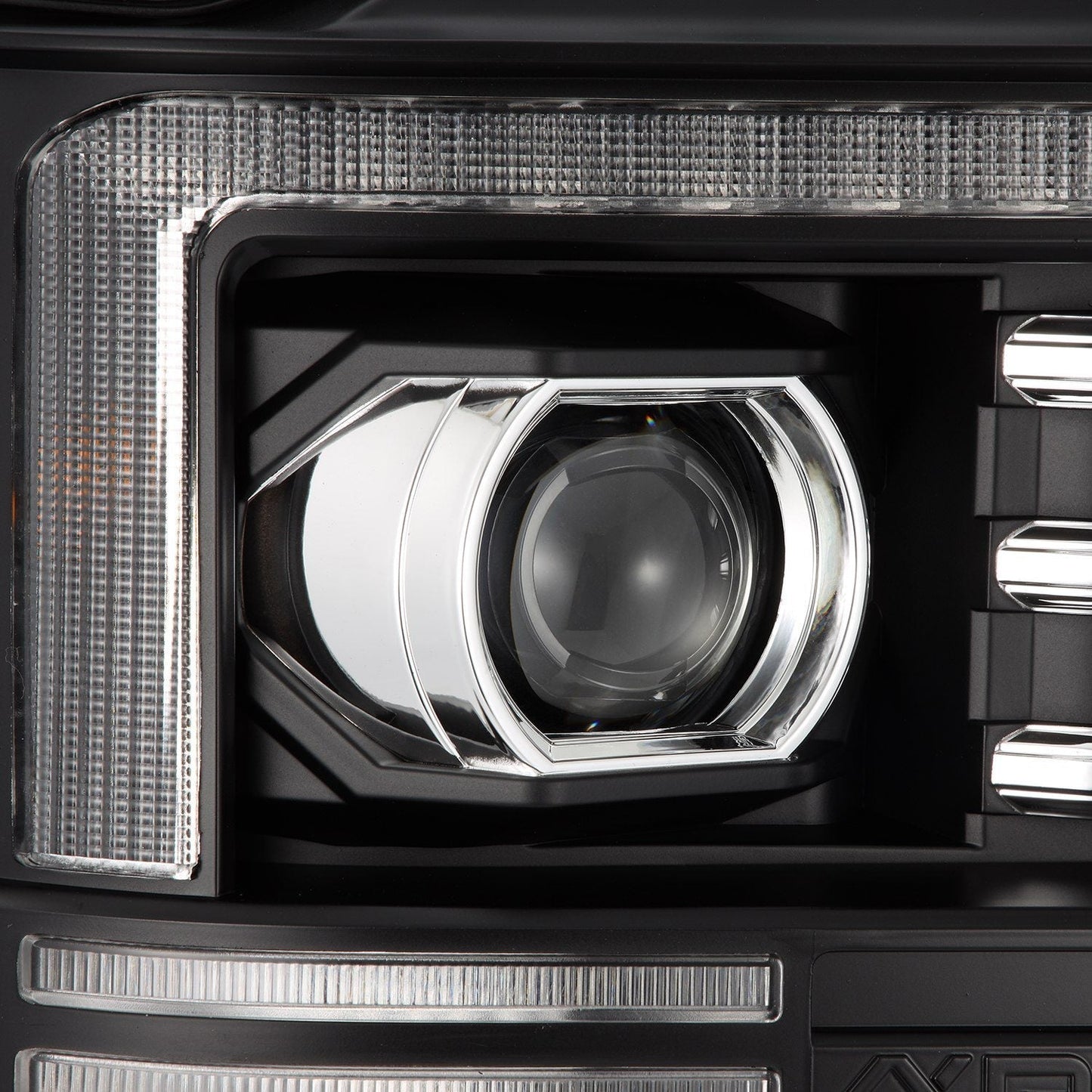 AlphaRex 08-10 Ford Super Duty/Excursion PRO-Series Halogen Projector Headlights Black