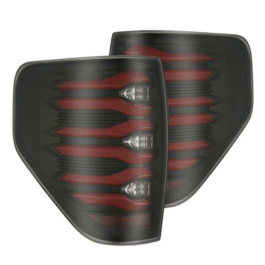 AlphaRex 09-14 Ford F150 LUXX-Series LED Tail Lights Black-Red