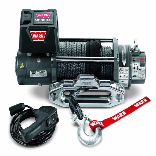 WARN 87800 M8000-S 8000 lb Premium Series Winch 4.8HP 100 3/8 Synthetic Rope