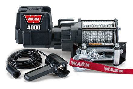 WARN 94000 Trailer Utility Winch Hoist 4000 LB 12V DC W/ Remote Roller Fairlead