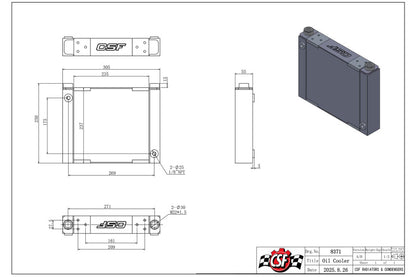 CSF Radiator 8371 CSF Large Single-Pass Oil Cooler M22 x 1.5 12.0Lx9.33H x2.16W