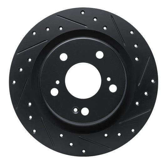 R1 17-25 Integra Rear Drilled & Slotted Black Rotor | Honda Civic/Type R/Acura Integra (ECB-59067R)