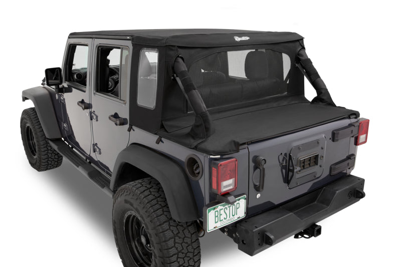 Bestop 53901-35 Diamond Halftop Soft Top Black for 07-18 Jeep Wrangler JK 4DR