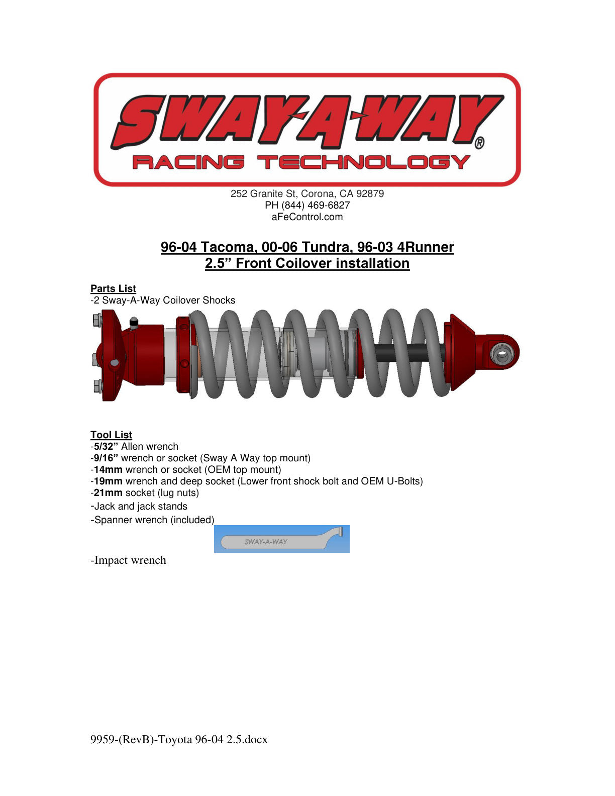 aFe 2.5in Front Coilover Kit | Toyota 4Runner (96-02) (101-5600-07)