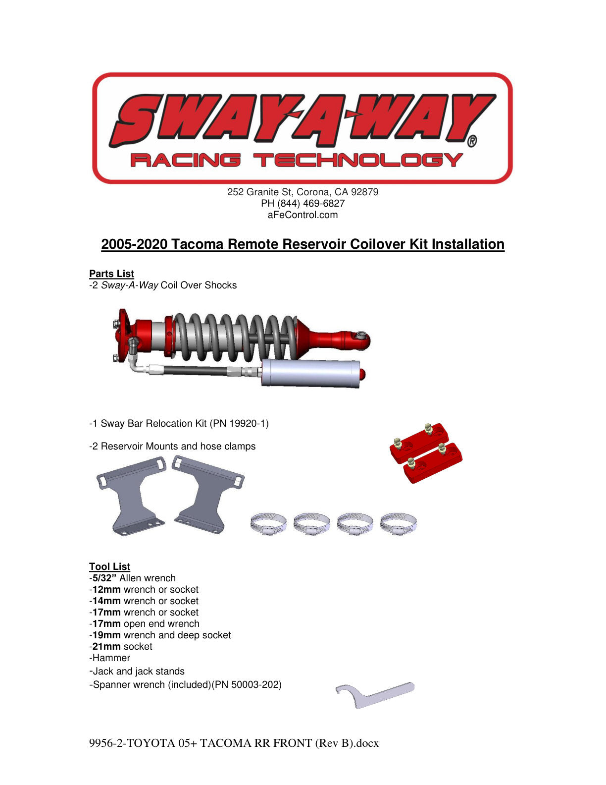 aFe 2.5in Front Coilover Kit w/ Remote Reservoir | Toyota Tacoma (05-17) (101-5600-15)