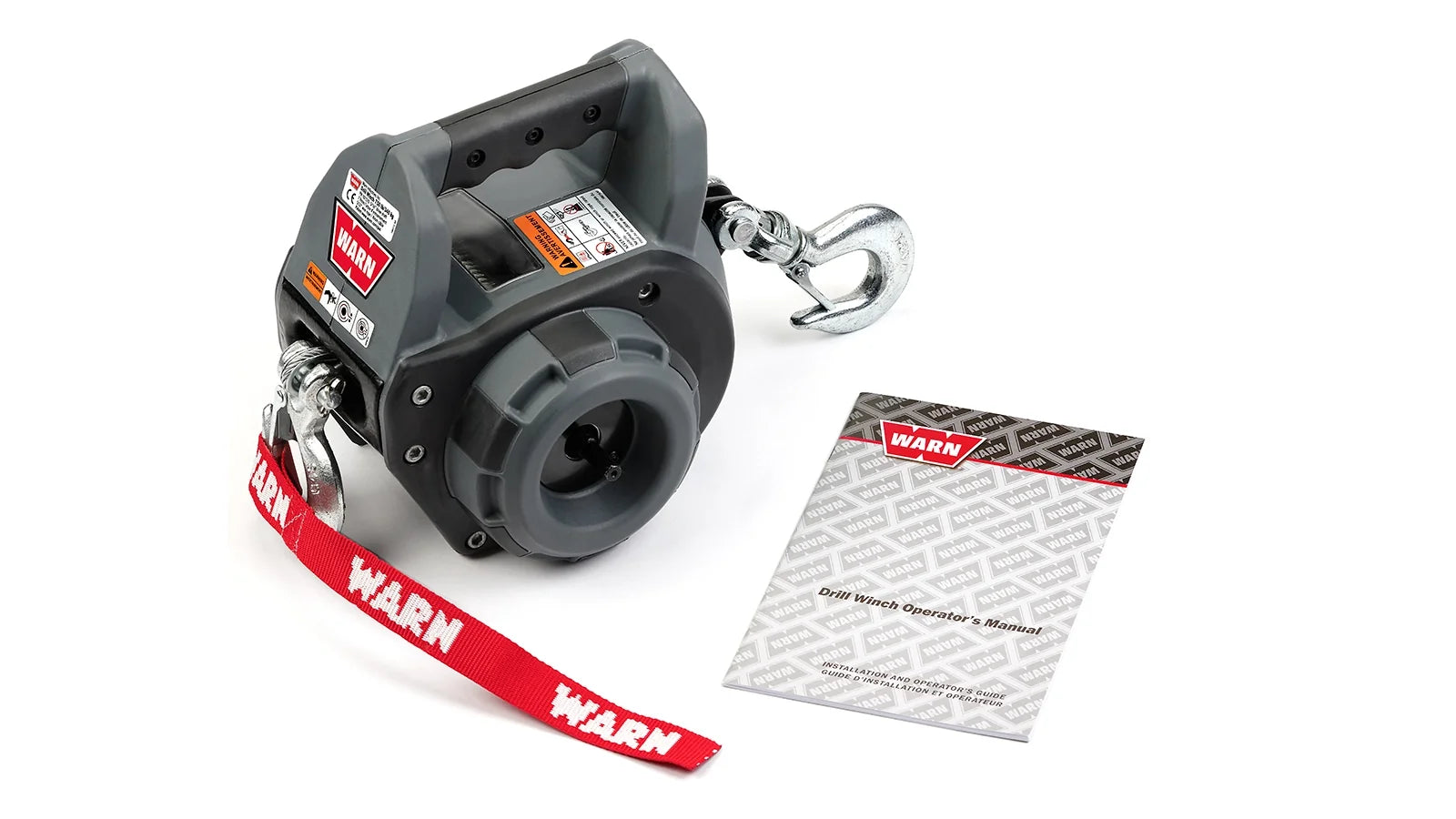 WARN 101570 Hand Held Drill Winch Hoist 750 LBS Come Along 40 Feet Steel Cable