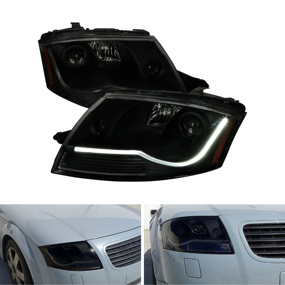 Spec-D LED Bar Projector Headlights, Black/Smoked | Audi TT (99-06) (2LHP-TT99SM-RS)