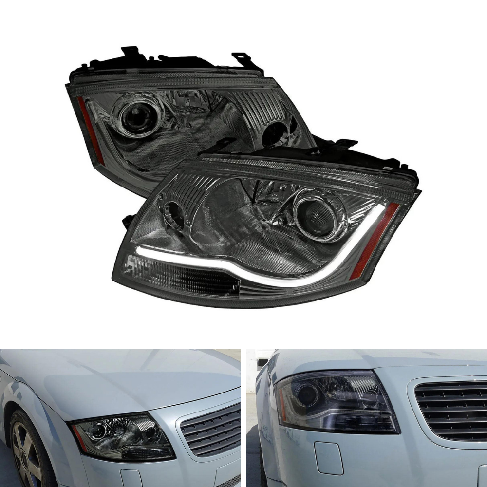 Spec-D LED Bar Projector Headlights, Chrome/Smoked | Audi TT (99-06) (2LHP-TT99G-RS)
