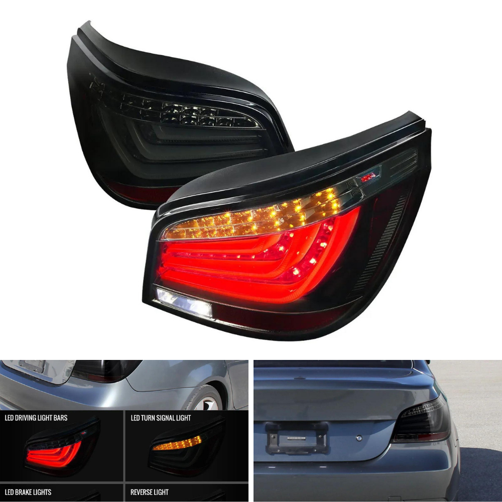 Spec-D LED Tail Lights, Glossy Black/Smoked | BMW E60 5-Series Sedan (08-10) (LT-E6008BBLED-TM)