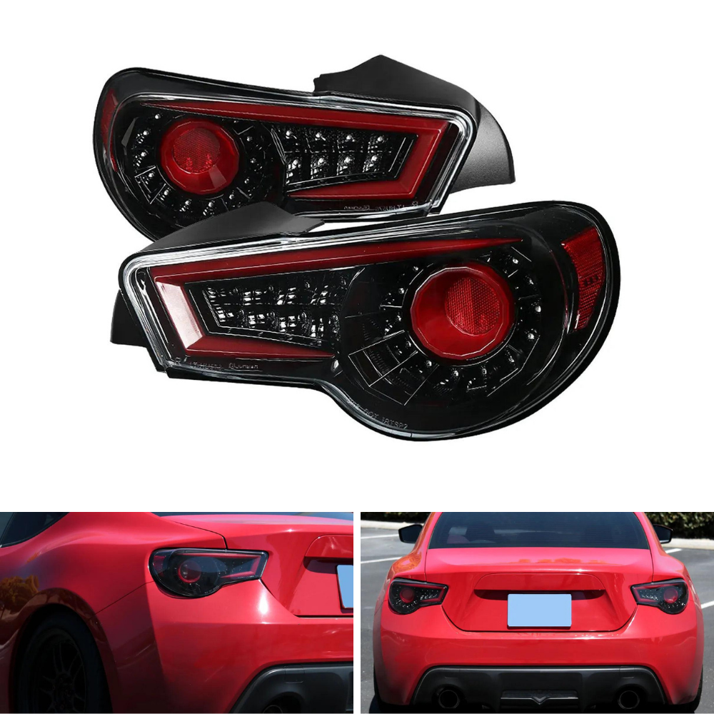 Spec-D Jet Black/Clear Sequential LED Tail Lights | Scion FR-S / BRZ / Toyota 86 (12-16) (LT-FRS12BKLED-SQ-TM)