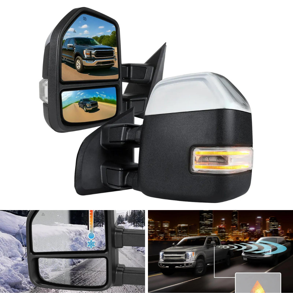 Spec-D Power Adj Heated Tow Mirrors, Manual Extend | Ford F-150 (21-26) / F-250 (23-26) (RMX-F15021F4H-P-FS)