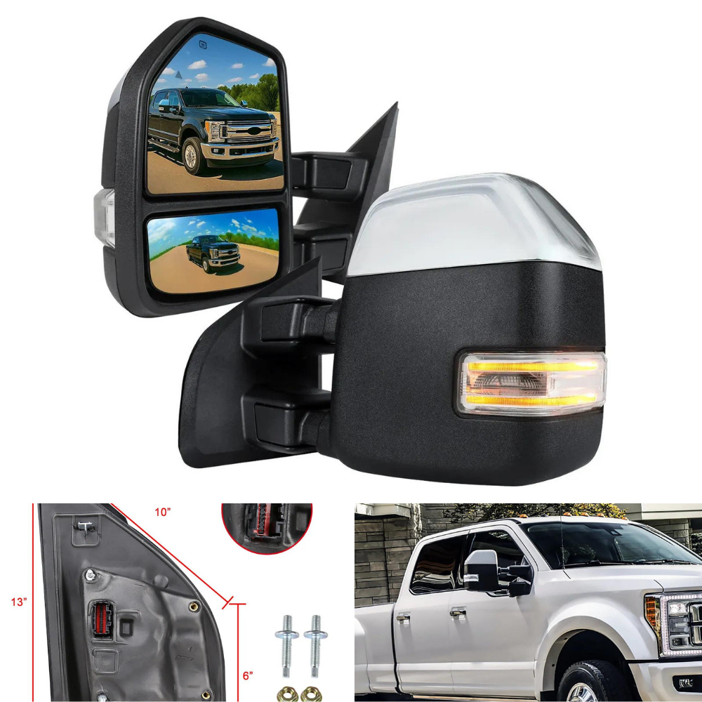 Spec-D Power Adj Heated BSM Tow Mirrors w/LED Lights | Ford F-250/F-350/F-450/F-550 (17-19) (RMX-F25017F2H-P-FS)