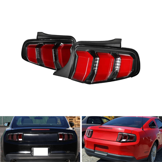 Spec-D Sequential Red LED Tail Lights, Satin Black/Clear | Ford Mustang (10-12) (LT-MST10JRLED-TM)