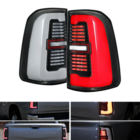 Spec-D Sequential LED Tail Lights, Black/Clear | RAM 1500 (19-24) (LT-RAM1915JMLD-SQ-RS)