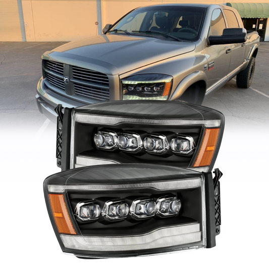 AlphaRex NOVA-Series LED Projector Headlights Black Dodge Ram 1500HD (06-08) (880536)