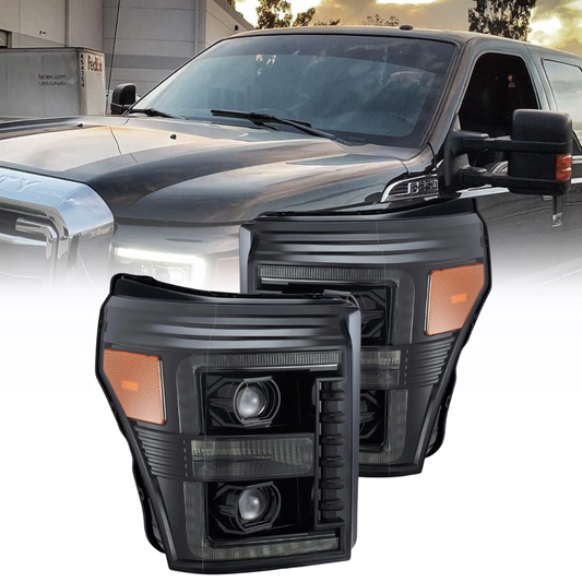 AlphaRex LUXX-Series LED Projector Headlights F-350 F-250 (11-16) Midnight Black w/ Activ (880143)