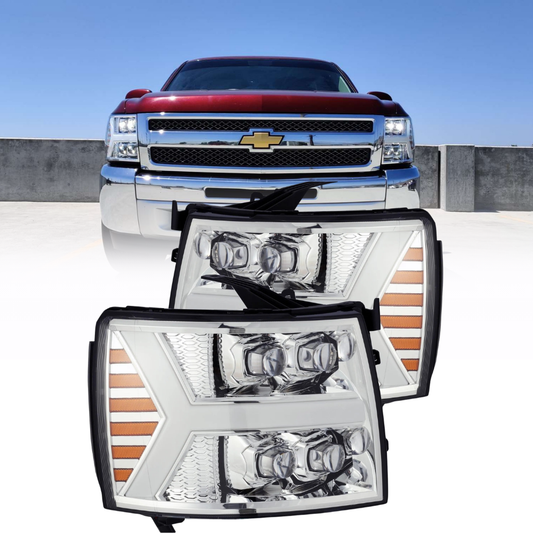 AlphaRex NOVA-Series LED Projector Headlights Plank Style Chrome | Silverado 1500HD (07-13) (880207)