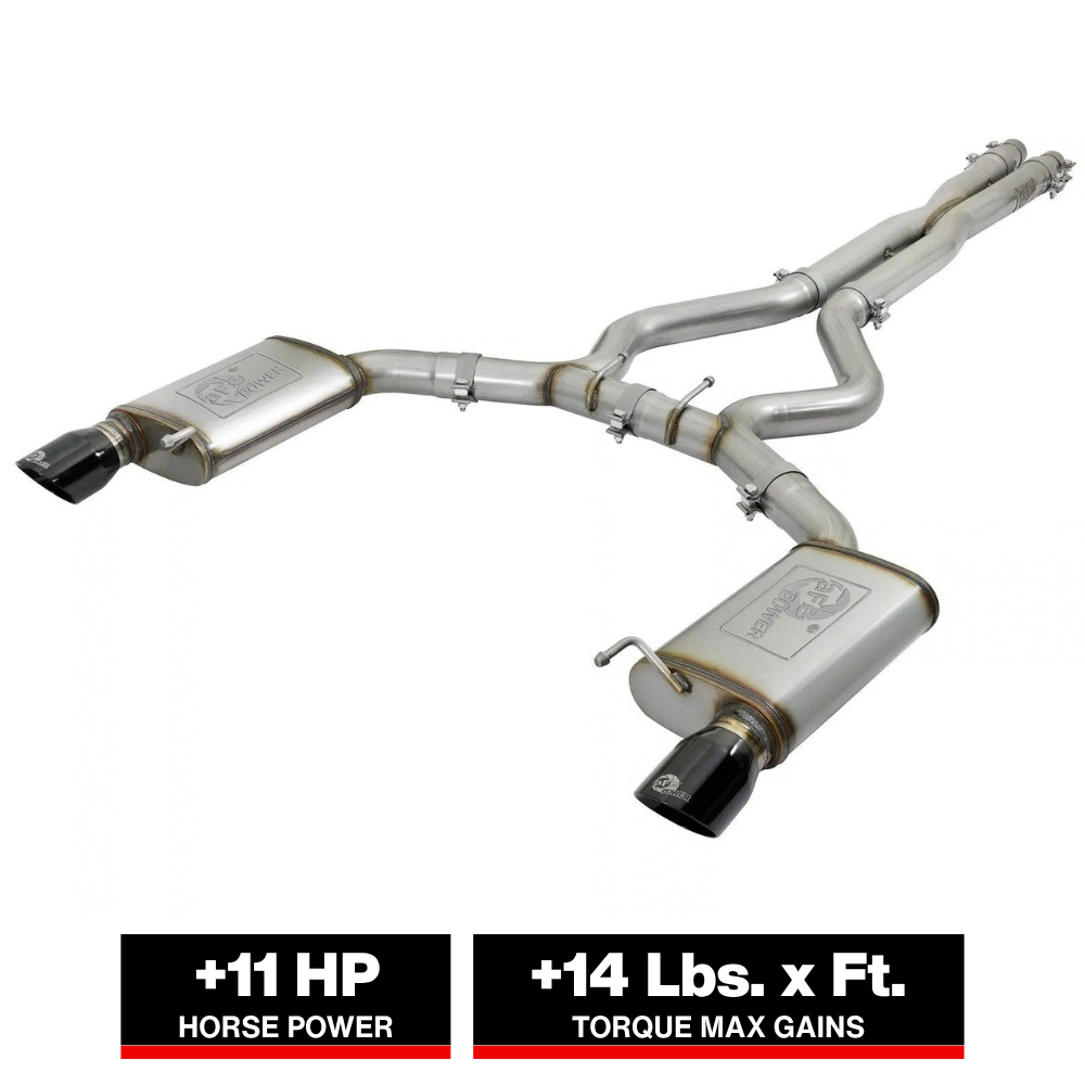 aFe 3in SS Cat-Back Exhaust w/ Black Tips | Ford Mustang GT/V6 (15-17) (49-33072-1B)