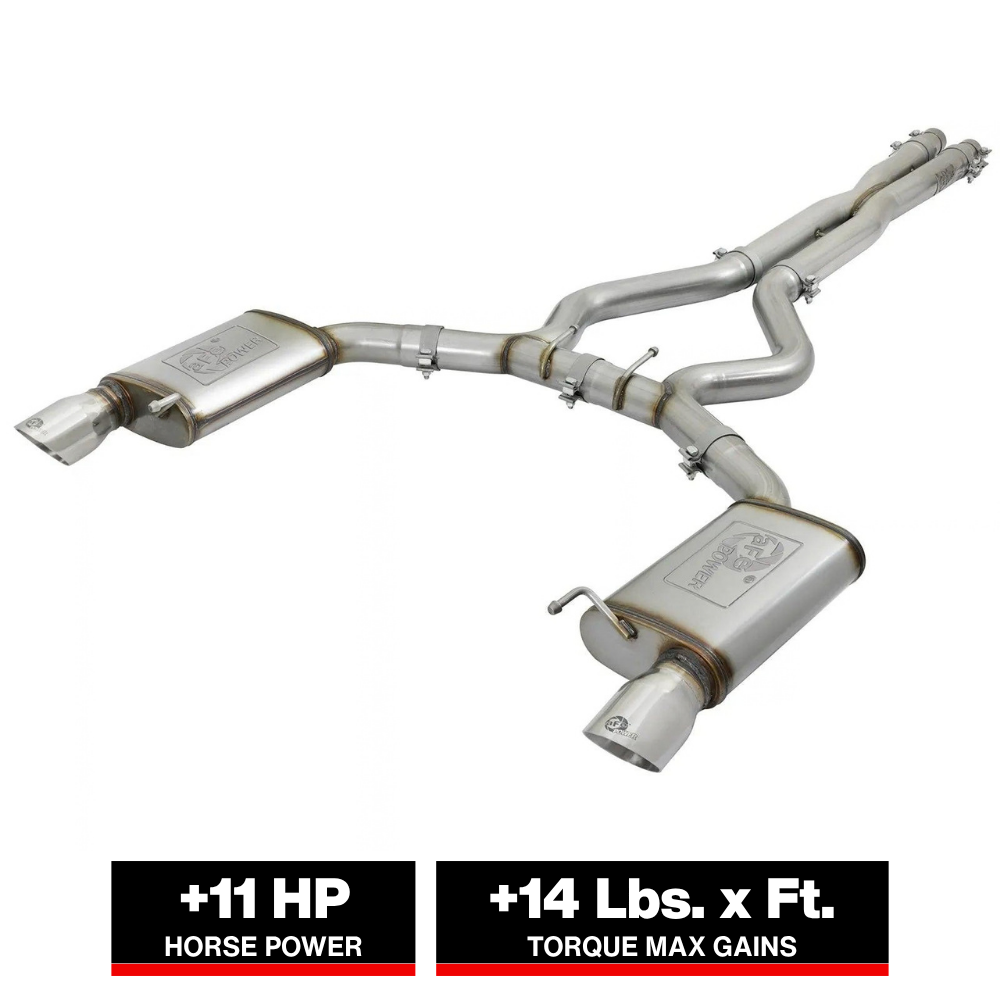 aFe 3in SS Cat-Back Exhaust w/ Polished Tips | Ford Mustang GT V8-5.0L / V6 (15-17) (49-33072-1P)