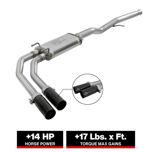 aFe 3in to 2.5in SS Cat-Back Exhaust w/ Black Tip | GM Silverado/Sierra 5.4L (09-18) (49-44098-B)