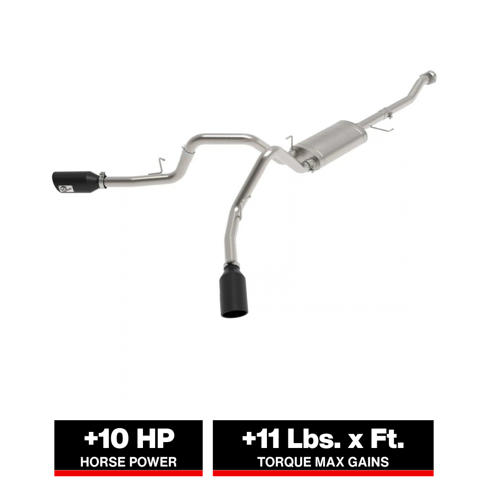 aFe 3in 304 SS D&S Cat-Back Exhaust Dual Side Exit w/ Black Tip | Ford F-150 (21) (49-33126-B)