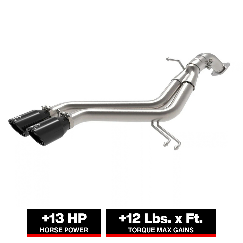 aFe Takeda 2-1/2in SS Axle-Back Exhaust w/ Black Tips | Hyundai Veloster 13-17 1.6L (49-37019-B)