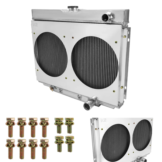 Spec-D 3-Row Radiator w/Dual Fan Shroud | Ford Mustang / Fairlane / Ranchero, Mercury Cougar (67-70) (RAD3F-MST67P24)