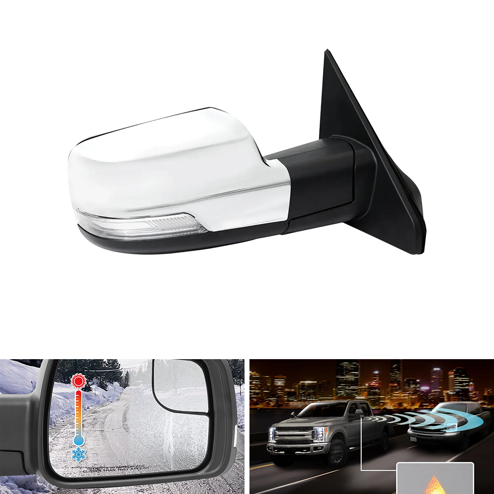 Spec-D Chrome Power Adj Heated BSD Mirror, Manual Fold, Passenger | Dodge RAM 1500 (19-24) (RMV-RAM1915CHP-FS-R)