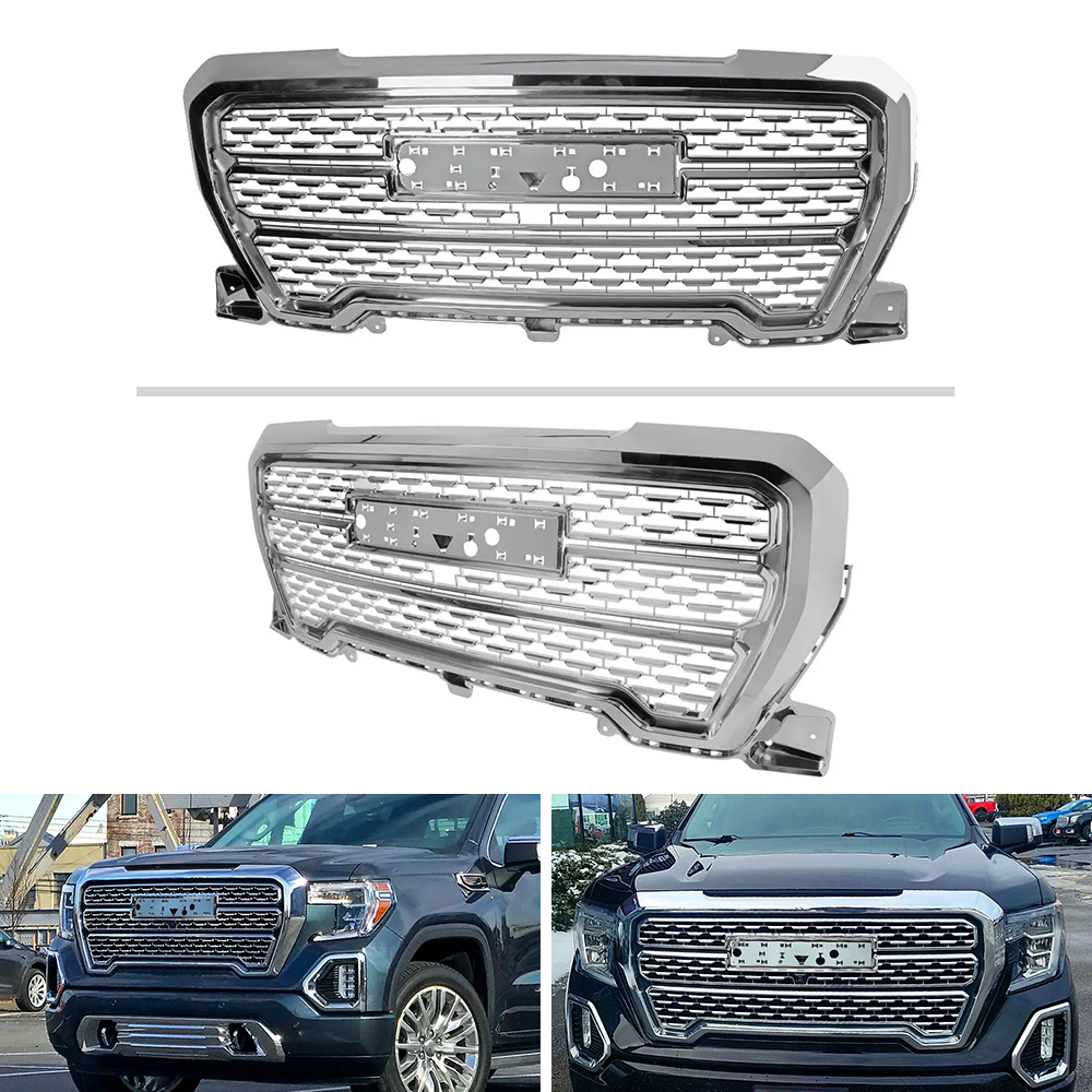 Spec-D Chrome Denali Mesh Upper Hood Grille | GMC Sierra 1500 (19-20) (HG-GMC1915C-JB)