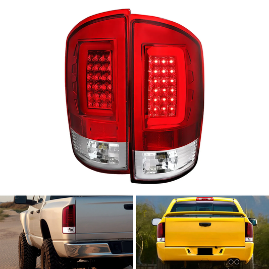 Spec-D LED Tail Lights Chrome Housing Red Lens | Dodge RAM 1500/2500/3500 (02-06) (LT-RAM02RLED-G2-TM)