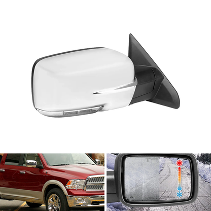 Spec-D Chrome Power Adj Auto-Fold Heated Mirror LED Signal Puddle Light Passenger | Dodge RAM (13-19) (RMV-RAM13CHP-AT-FS-R)