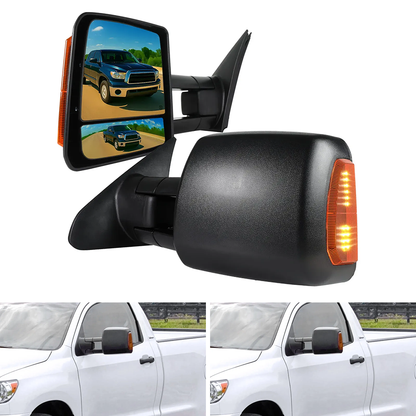 Spec-D Power Heated Extendable Towing Mirrors w/ Amber LED Signals | Toyota Tundra (07-21) / Sequoia (08-17) (RMX-TUN07LEDH-P-FS)