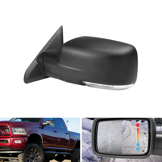 Spec-D Black Power Adj Auto-Fold Heated Mirror, Driver Side w/LED | Dodge RAM (13-19) (RMV-RAM13HP-AT-FS-L)