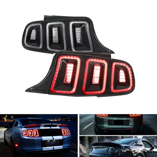 Spec-D Black Housing Clear Lens Sequential LED Tail Lights | Ford Mustang Base/GT/Boss 302/Shelby GT500 (10-14) (LT-MST10JMLED-G2-JD)