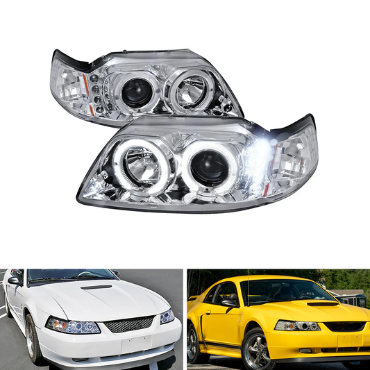 Spec-D Dual Halo Projector Headlights | Ford Mustang (99-04) (2LHP-MST99-TM)