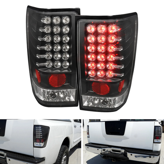 Spec-D LED Tail Lights, Matte Black/Clear | Nissan Titan (04-15) (LT-TIT04JMLED-TM)