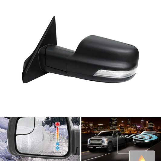 Spec-D Black Power Adj Heated BSD Side Mirror w/ LED Signals, Driver Side | Dodge RAM 1500 (19-24) (RMV-RAM1915HP-FS-L)