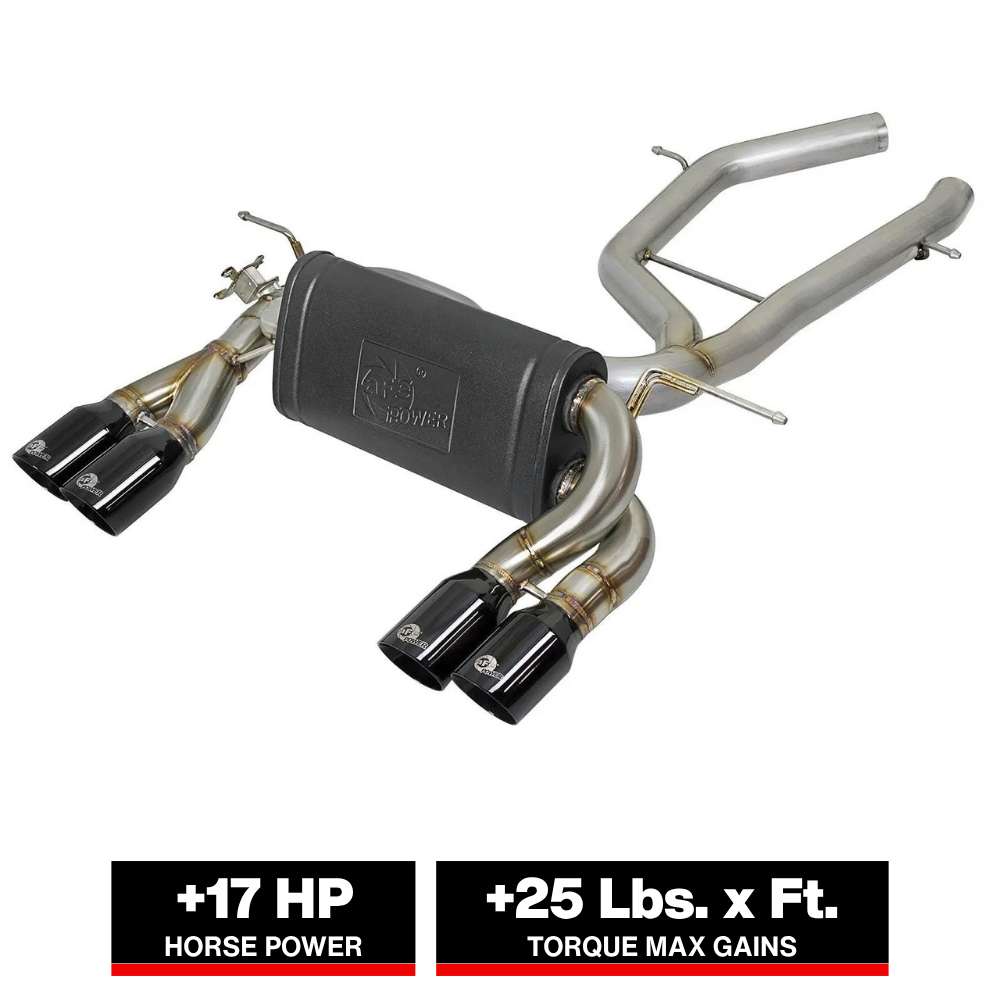 aFe MACH Force-Xp 2-1/2in SS Axle Back Exhaust w/Black Tips | BMW M3 / M4 (F80 / F82) (49-36338-B)